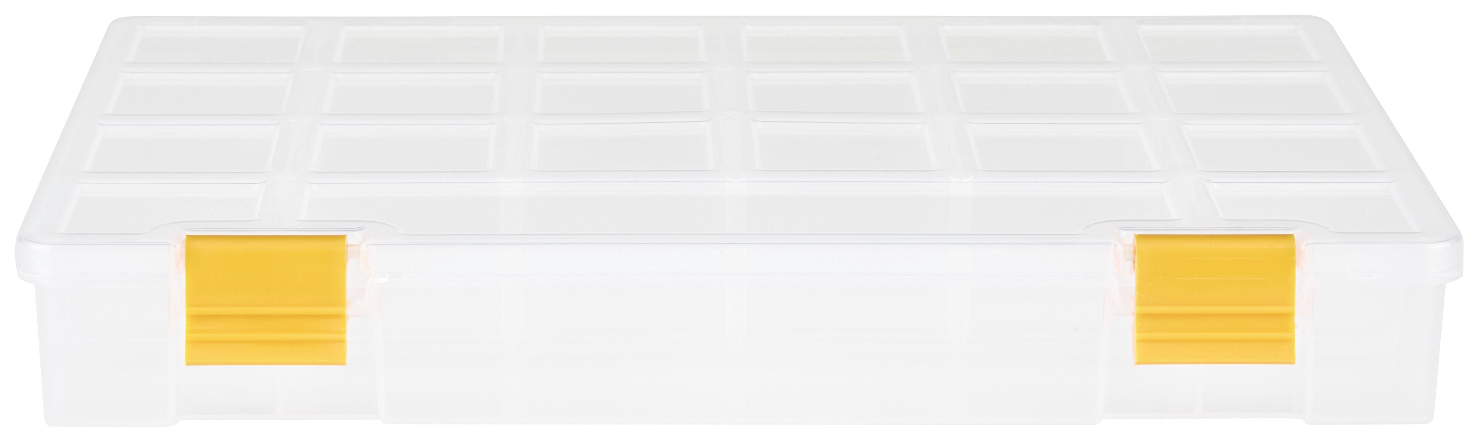Sortimentskasten Finn 21 Fächer, Transparent - Transparent/Gelb, KONVENTIONELL, Kunststoff (27,6/20,3/4,2cm) - Homezone