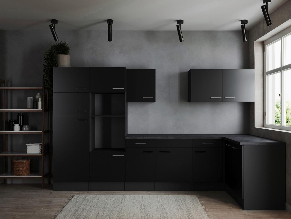 Eckküche Oliver Grau, Schwarz S: 340x172cm - Schwarz/Grau, Design, Holzwerkstoff (340/172cm) - Respekta