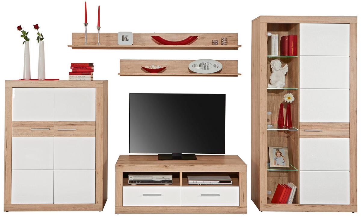 TV-Element Malta B: 128 cm Eiche Dekor/Weiß - Eichefarben/Weiß, MODERN, Holz (128/50/42cm)