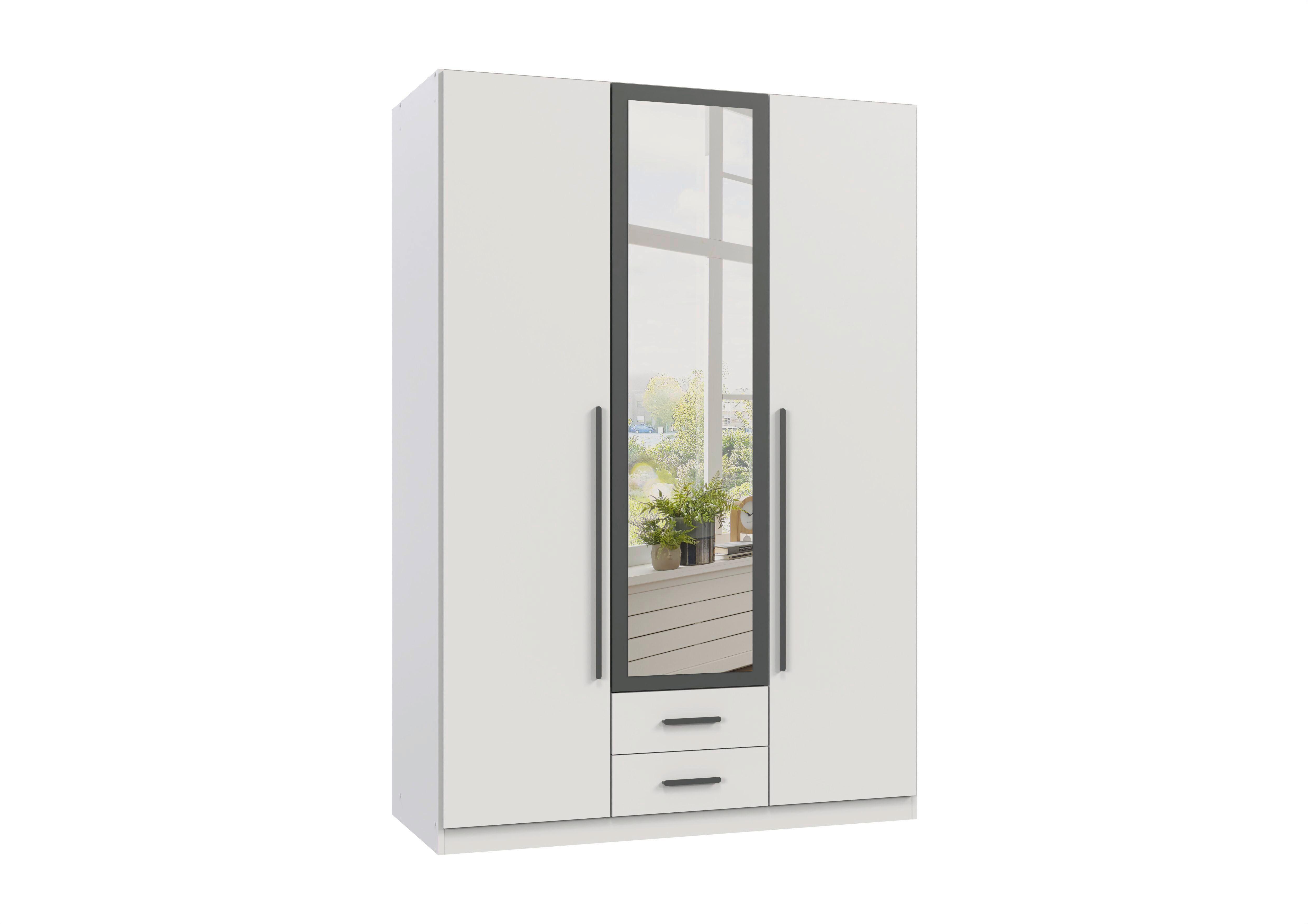 Šatní skříň MARBURG, šířka 135 cm - bílá/šedá, Konvenční, kompozitní dřevo/sklo (135/199/58cm) - Mömax