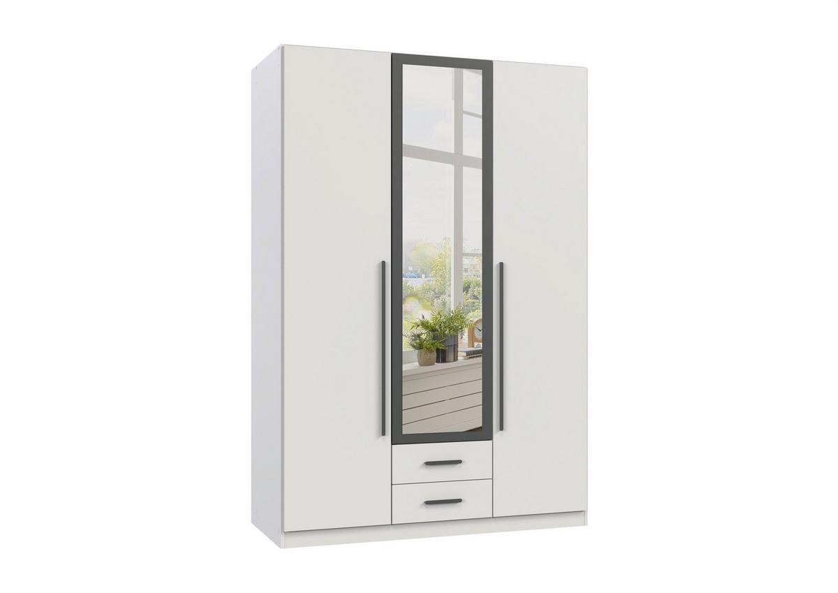 Šatní skříň MARBURG, šířka 135 cm - bílá/šedá, Konvenční, kompozitní dřevo/sklo (135/199/58cm) - Mömax
