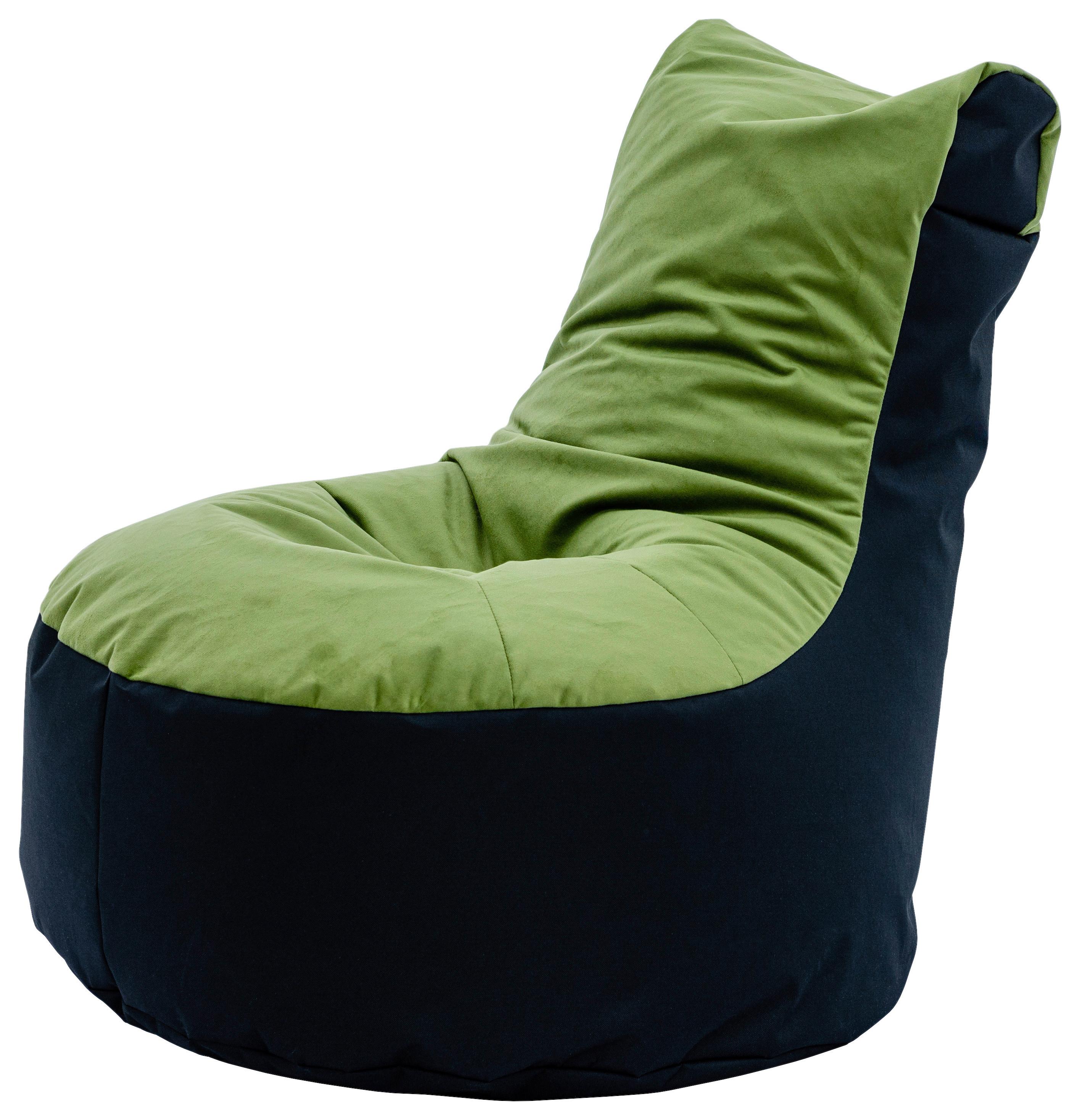 Sitzsack Meggi Grün/schwarz, Indoor, Styroporkugeln-Füllung - Schwarz/Grün, MODERN, Textil (80/86/95cm) - Ondega