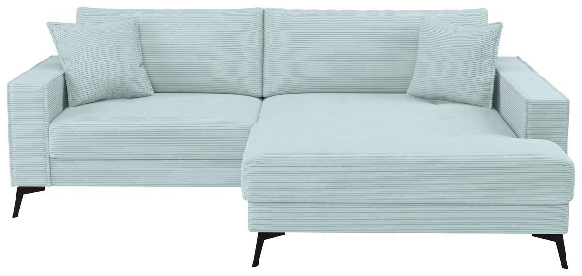 Ecksofa Ted Hellblau S: 228x174 Cm - Salbeigrün/Schwarz, Trend, Textil (228/174cm)