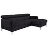 Ecksofa Sammy Schwarz Leder - Chromfarben/Schwarz, Design, Leder (226/169cm) - Livetastic
