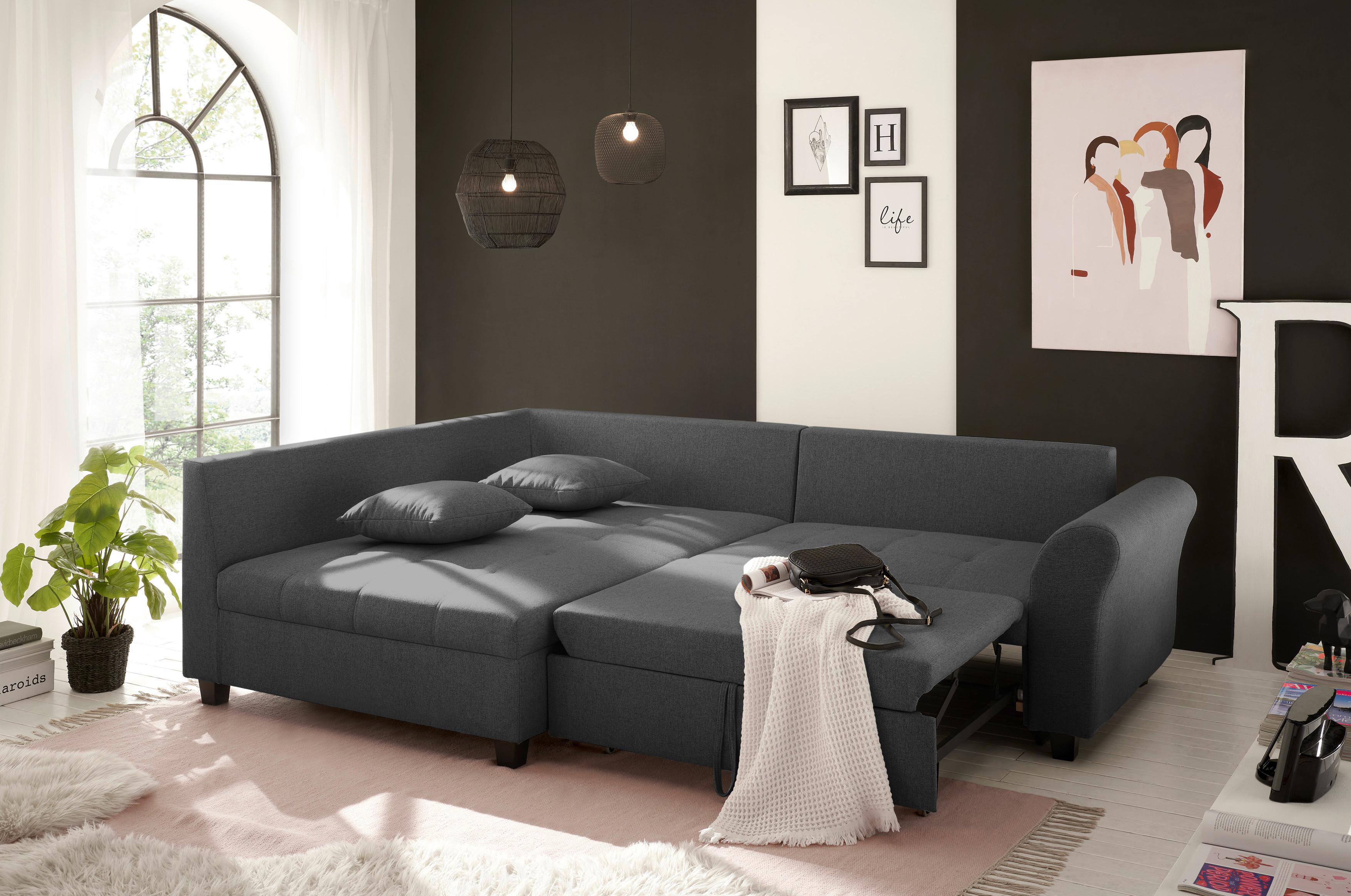 Ecksofa Liz Anthrazit S: 175x252 Cm - Anthrazit/Schwarz, MODERN, Textil (175/252cm) - Livetastic