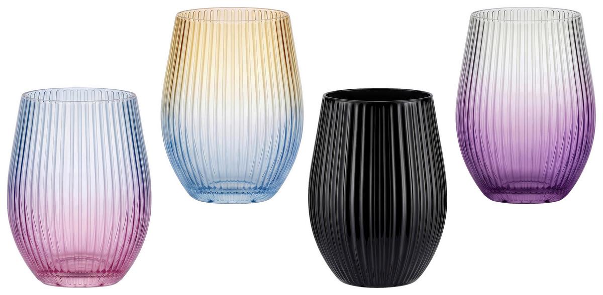 Trinkglas Jessi ca. 610 ml - Gelb/Flieder, MODERN, Glas (9.6/12.5cm) - Luca Bessoni
