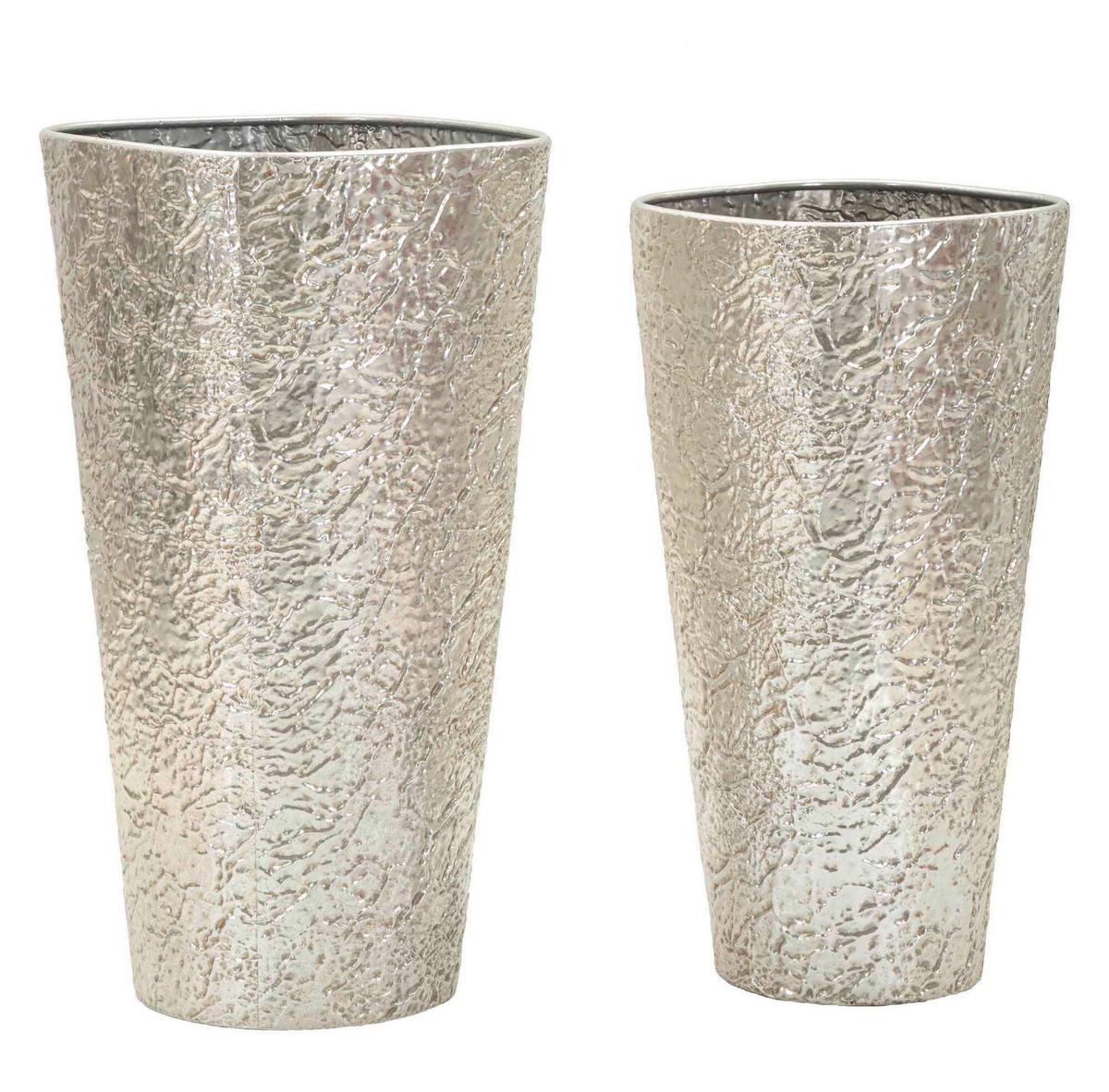 Vase Argelux Set 2 Pcs Silberfarben B: 41 cm - Silberfarben, Basics, Metall (41/80,5/41 cm)