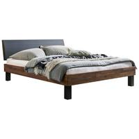 Bett Sondrio Mit Gepolstertem Kopfteil 140x200 - Anthrazit/Nussbaumfarben, Natur, Holz/Textil (140/200cm) - Hasena