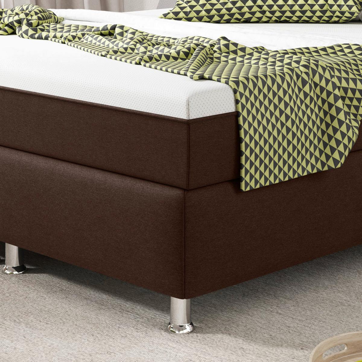 Boxspringbett 140x200 Cm Köln Plus - Silberfarben/Braun, KONVENTIONELL, Textil (140/115/210cm) - MID.YOU