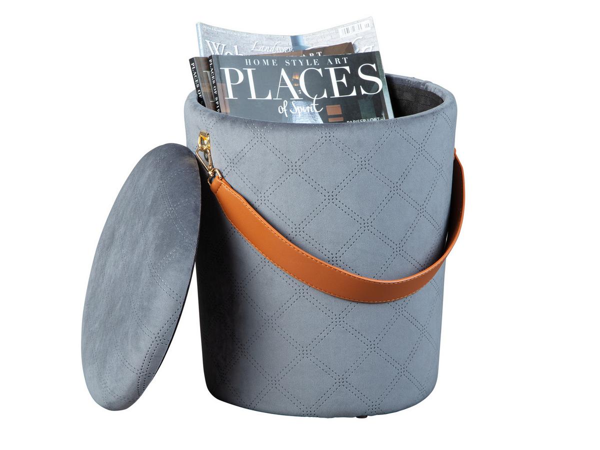 Hocker Nevis Mit Stauraum Textil Grau H: 38 Cm - Grau, KONVENTIONELL, Holz/Textil (30/38/30cm) - MID.YOU