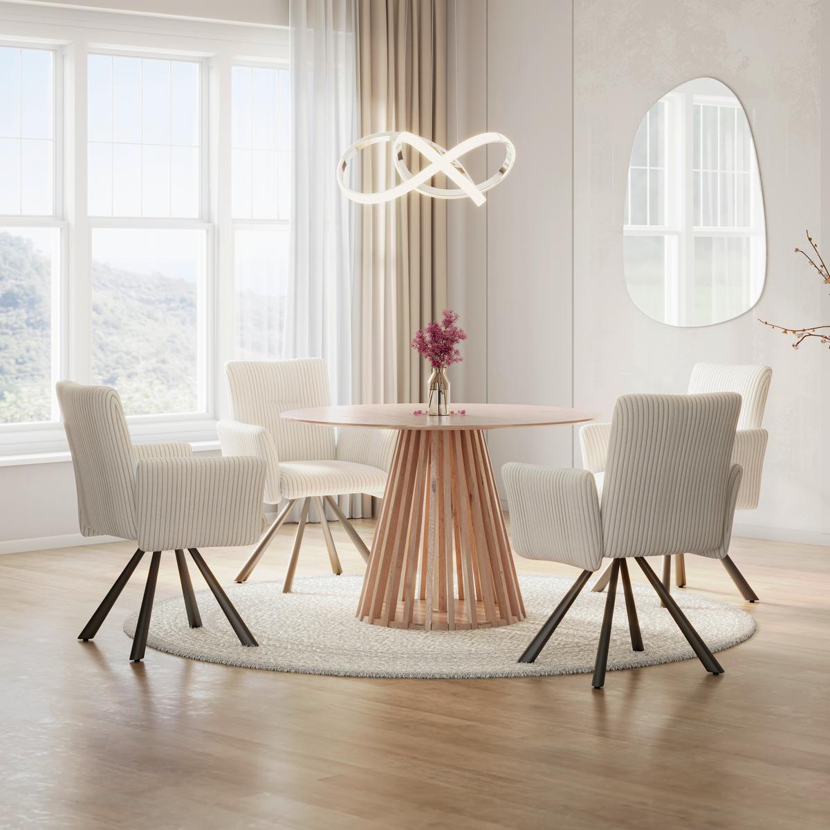 Jedálenský stôl dyha /masív ENNO 120 - farba duba, Modern, drevo/kompozitné drevo (120/120/75cm) - Bessagi Home