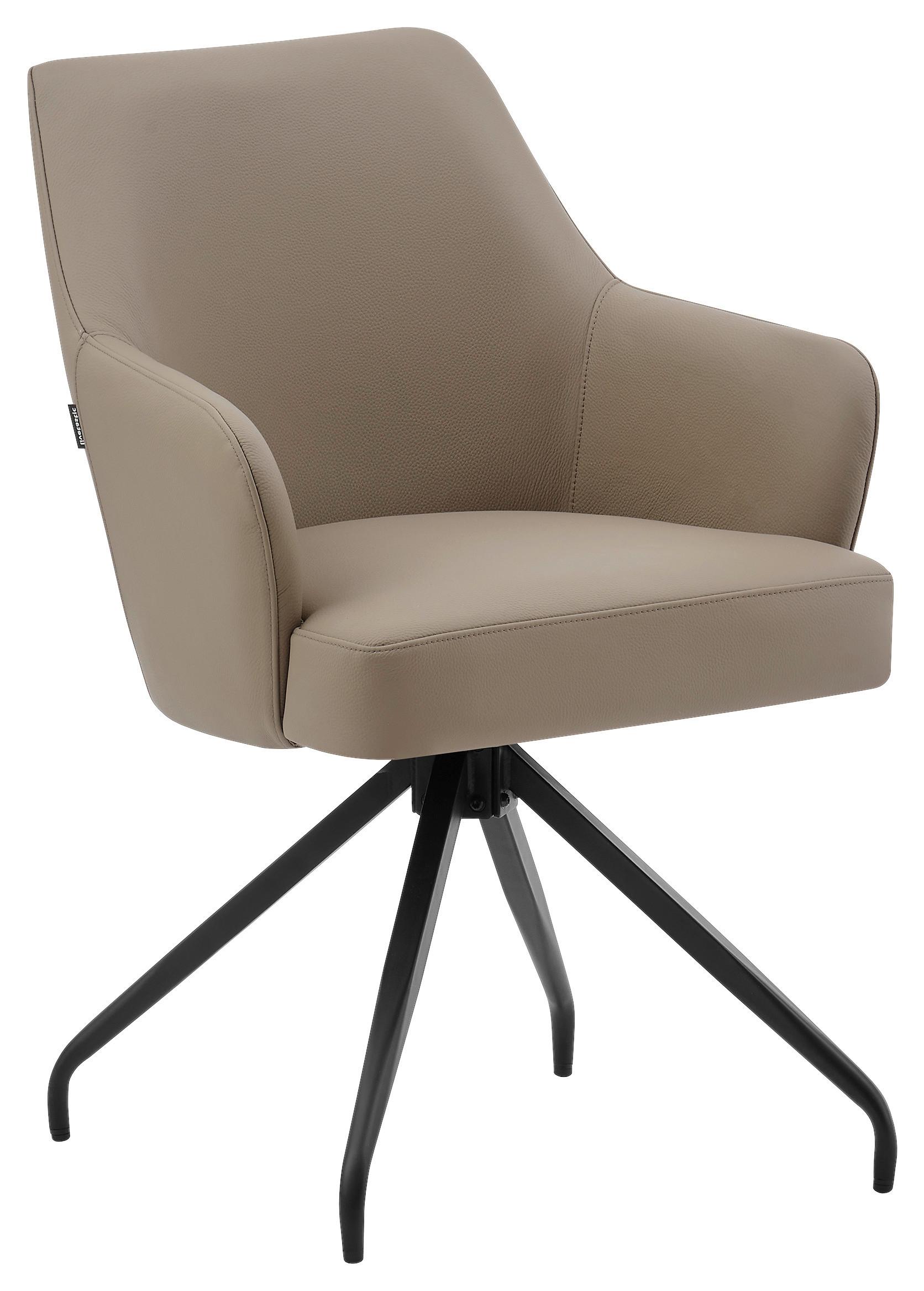 Armlehnstuhl Janette Schwarz/Taupe B: 57,5 cm - Taupe/Schwarz, MODERN, Leder/Holz (57,5/83,5/63cm) - Livetastic