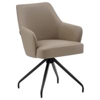 Armlehnstuhl Janette Schwarz/Taupe B: 57,5 cm - Taupe/Schwarz, MODERN, Leder/Holz (57,5/83,5/63cm) - Livetastic