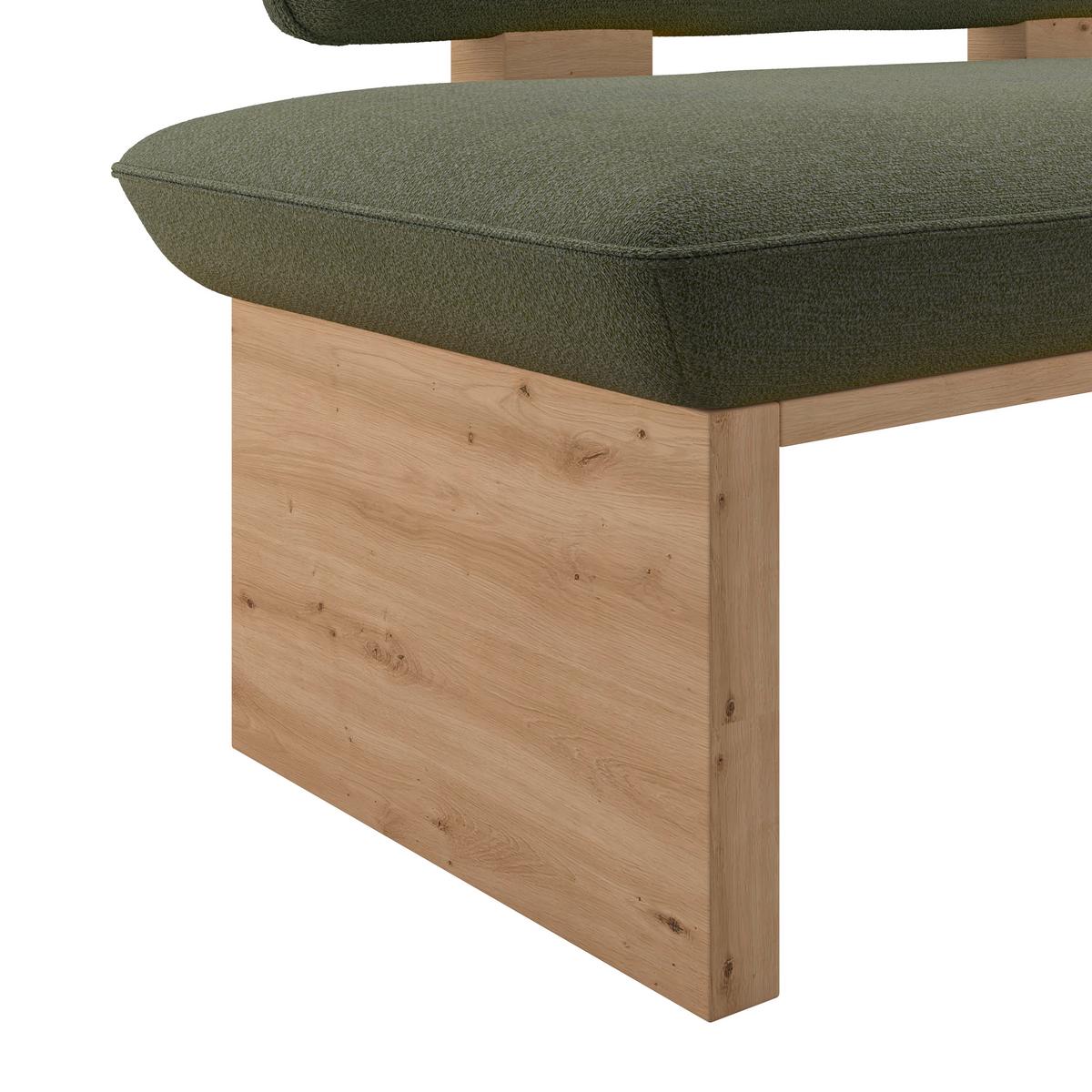 Sitzbank Beluna II Webstoff grün, B: 160cm - Eichefarben/Schwarz, KONVENTIONELL, Holzwerkstoff/Textil (160/87/67cm) - James Wood
