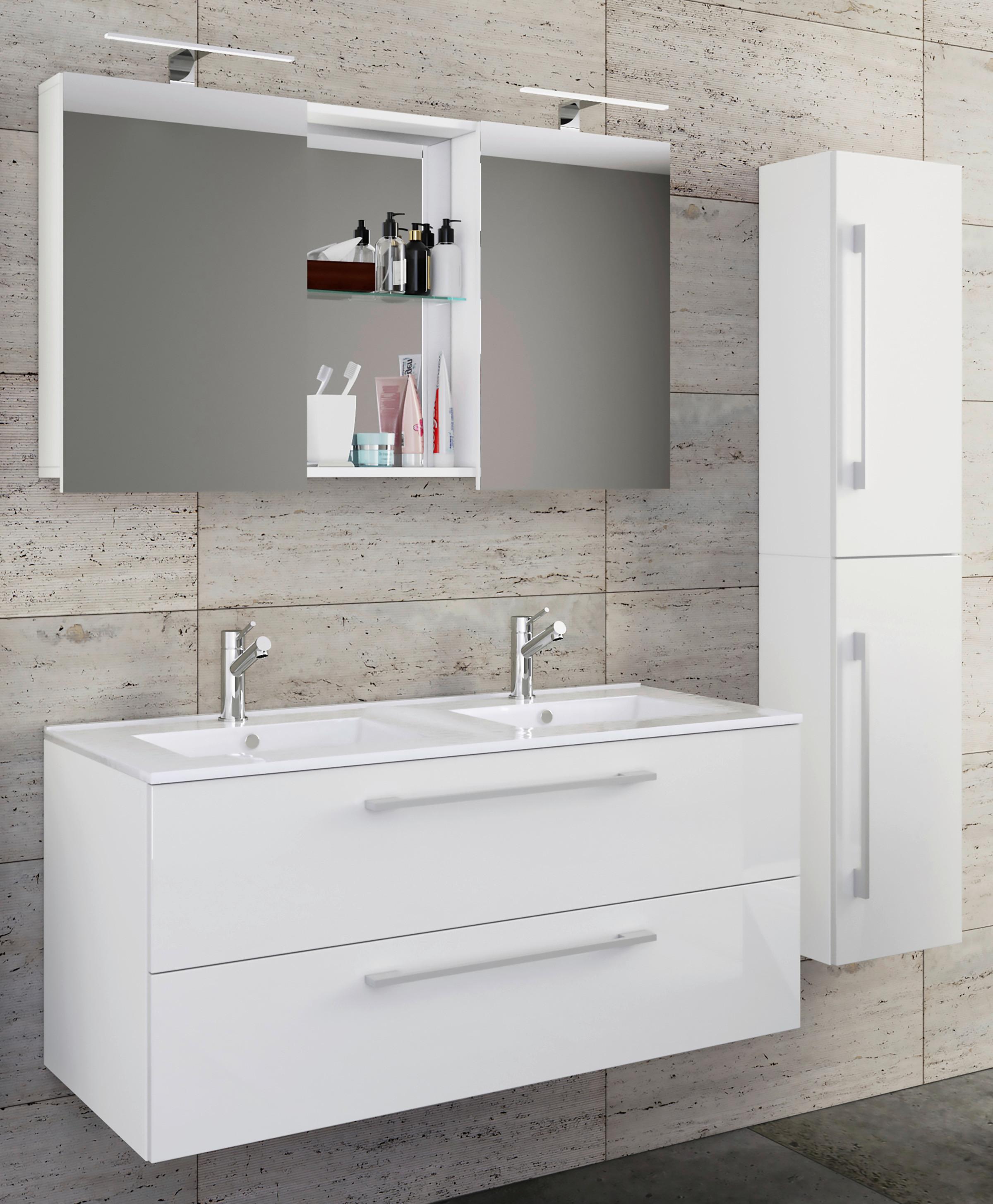 Badezimmer Budasi Weiß B: 111 cm - Weiß, MODERN, Keramik/Holzwerkstoff (145cm) - MID.YOU