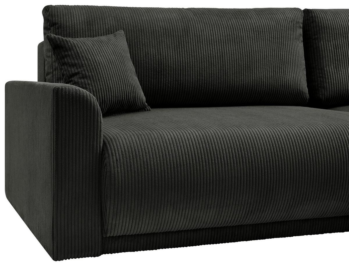 Rohová sedačka KIM L146, oboustranná, černý manšestr - černá, Moderní, dřevo (233/146cm)