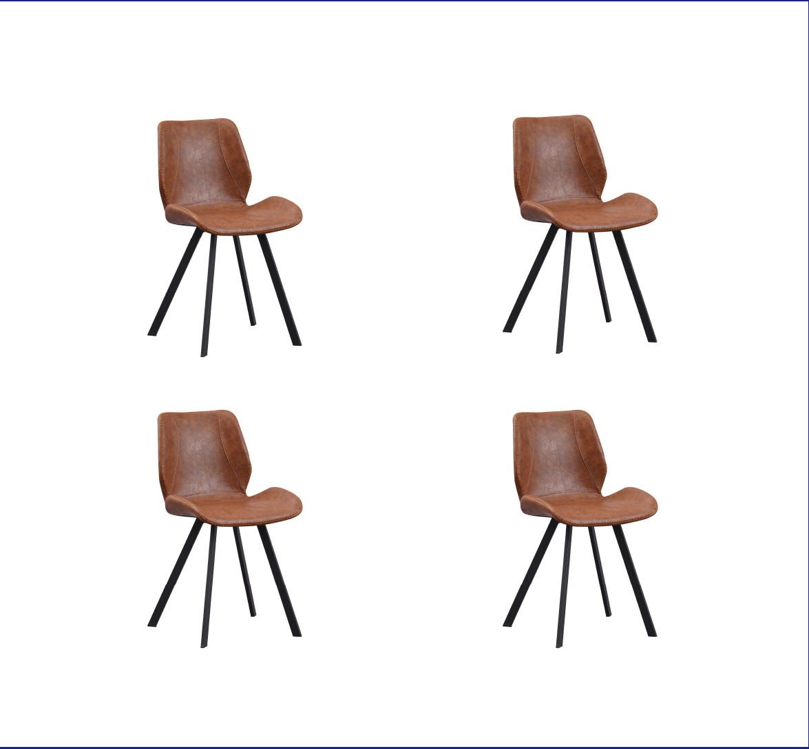 Stuhl-set Barona Cognac B: 44 Cm - Cognac/Schwarz, MODERN, Textil/Metall (44/80/55cm) - MID.YOU