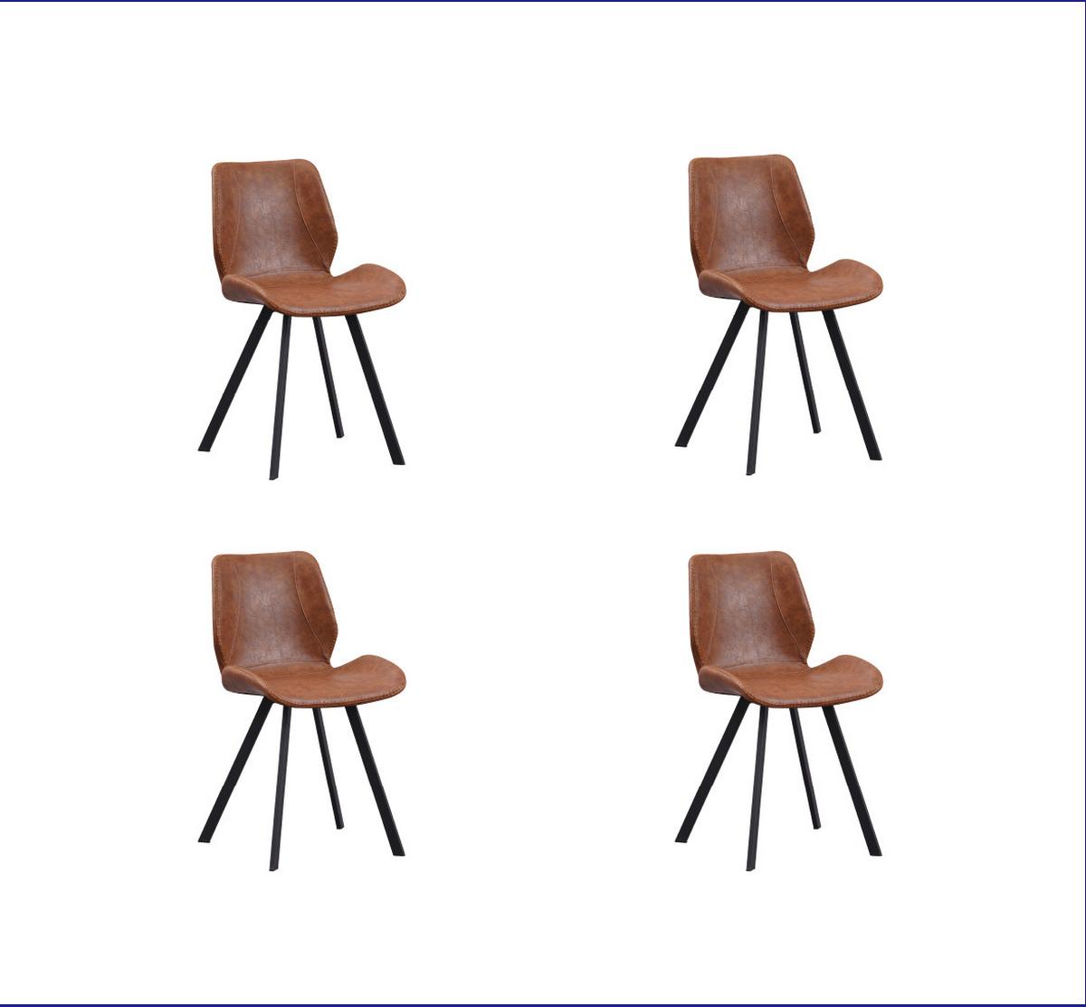 Stuhl-set Barona Cognac B: 44 Cm - Cognac/Schwarz, MODERN, Textil/Metall (44/80/55cm) - MID.YOU