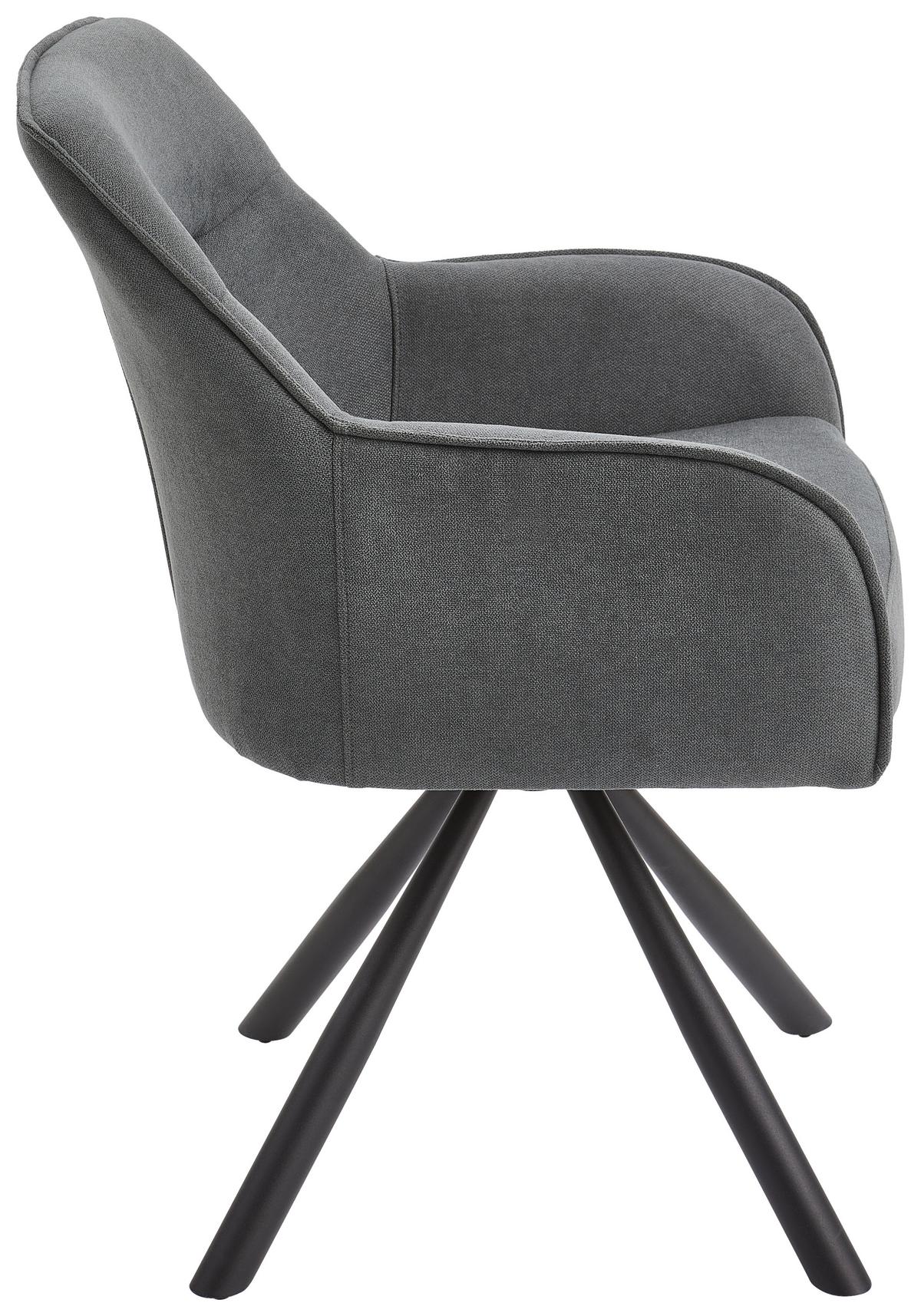 Armlehnstuhl Anna Grau B: 62 Cm - Schwarz/Grau, MODERN, Textil/Metall (62/84/62cm) - Livetastic