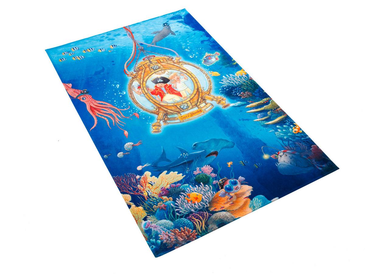 Kinderteppich Pirat Blau 100x160 Cm - Blau/Dunkelblau, Trend, Textil (100/160cm)