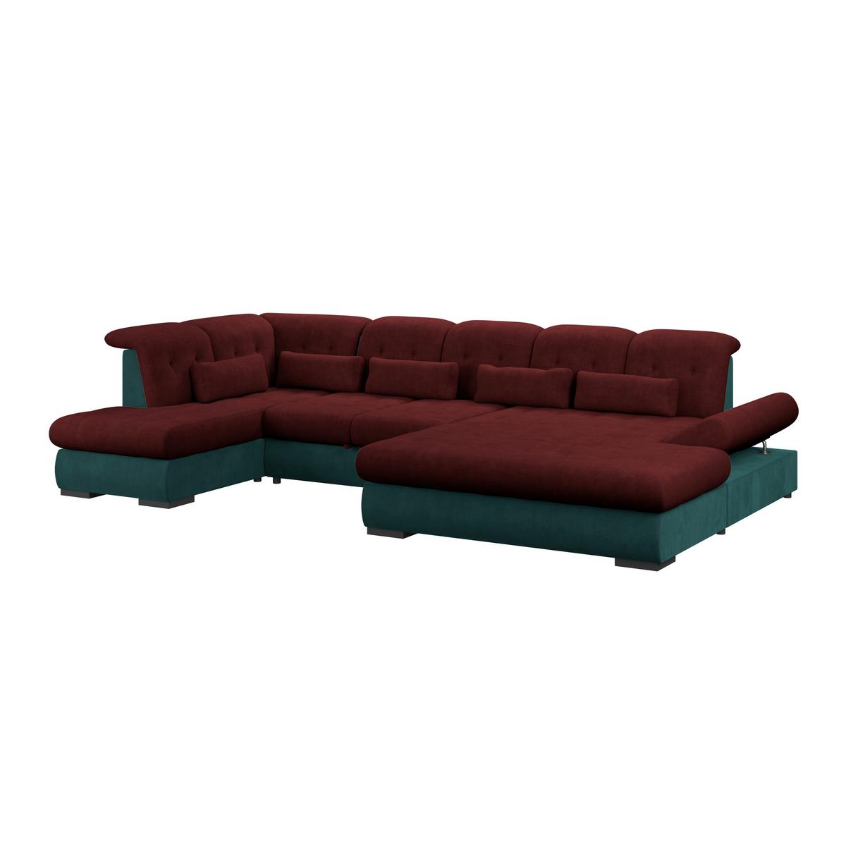 Wohnlandschaft Madera Rubinrot U: 212x358x190 cm - Türkis/Rot, KONVENTIONELL, Kunststoff/Textil (212/358/190cm)