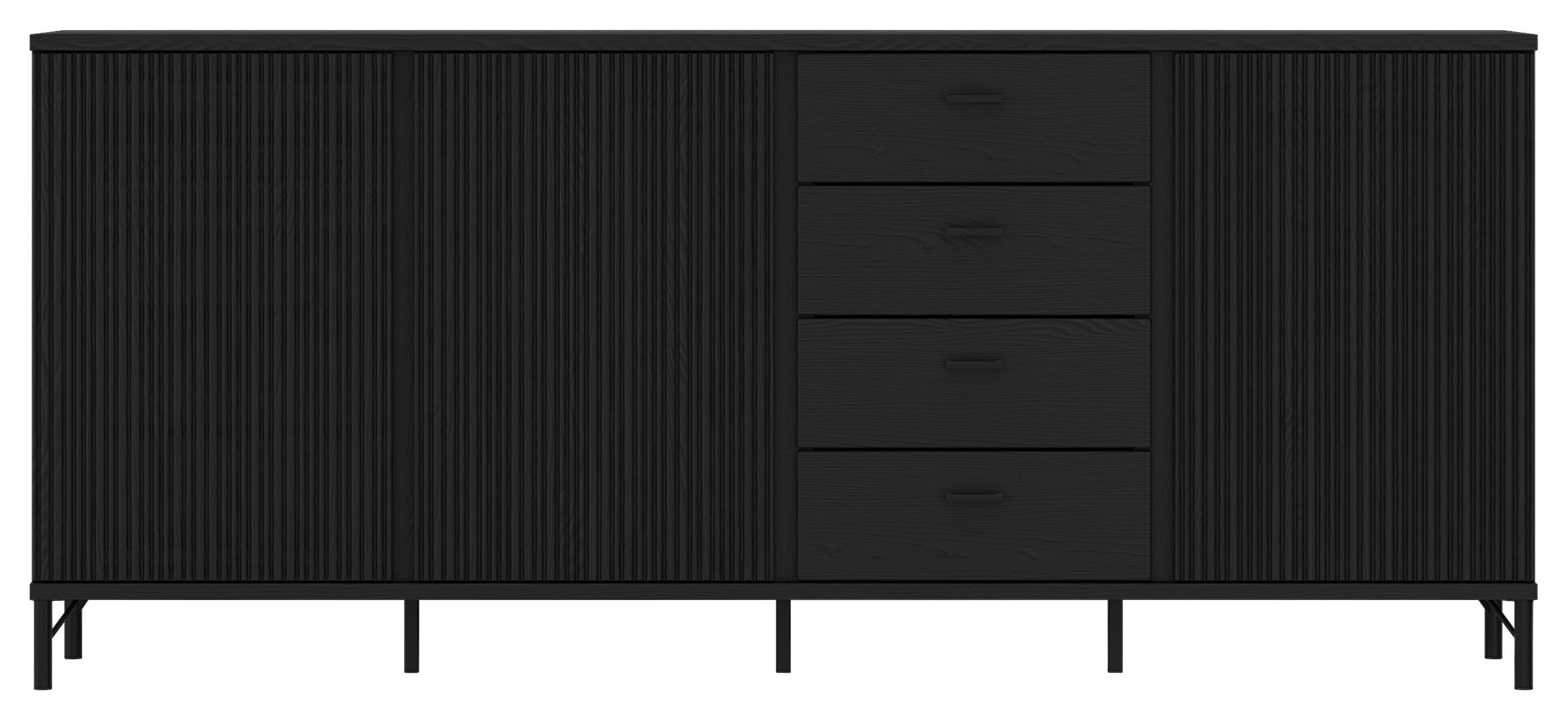 Sideboard Lusaka Schwarz B: 200 cm - Schwarz, Trend, Holzwerkstoff (200/87/40cm)