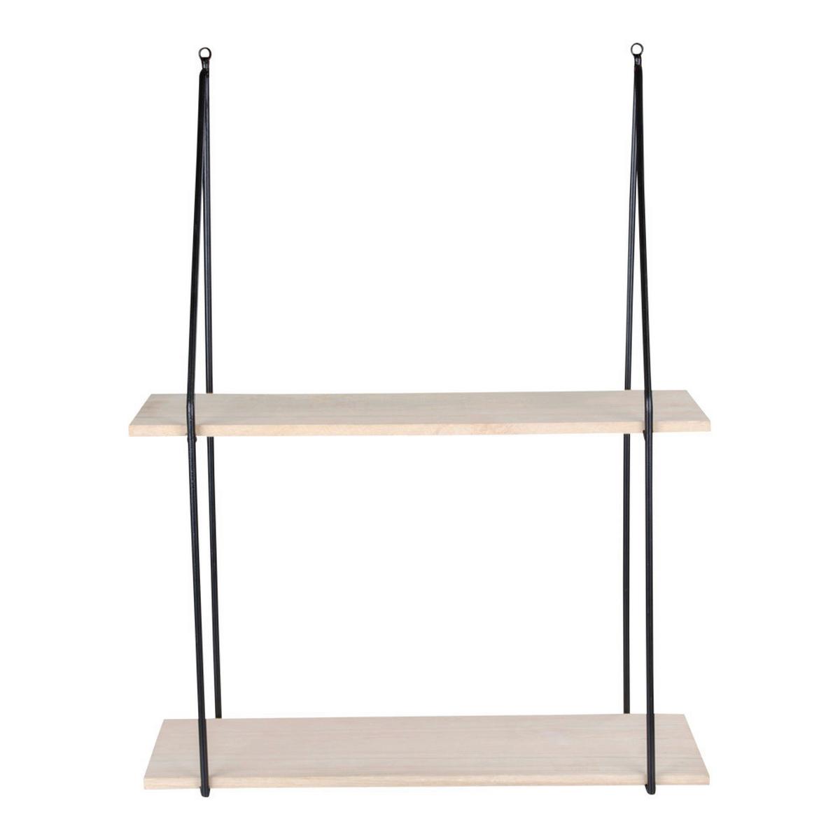 Wandregal Haag Schwarz Hellbraun B: 55cm - Hellbraun/Schwarz, Design, Holz/Metall (55/72/21cm)