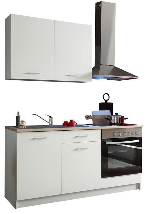 Küchenzeile Wow ohne Geräte 160 cm Weiß/Eiche Dekor - Weiß/Sonoma Eiche, KONVENTIONELL, Holzwerkstoff (160cm) - MID.YOU