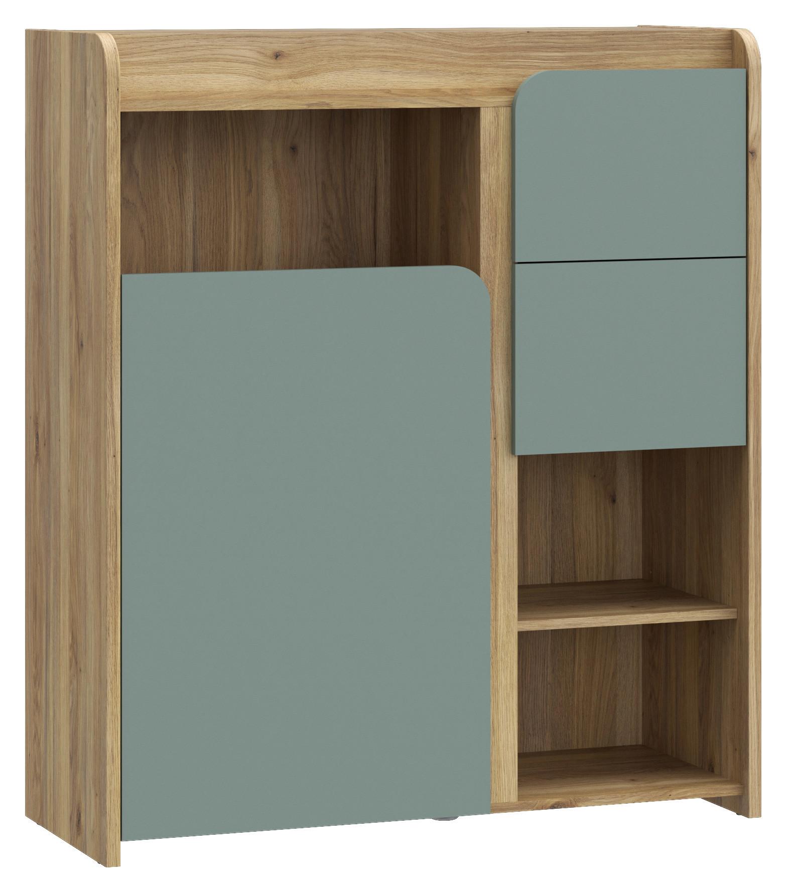 KOMODA HOA - farba duba/šalviovozelená, Modern, kompozitné drevo (104,4/120,5/41,3cm)