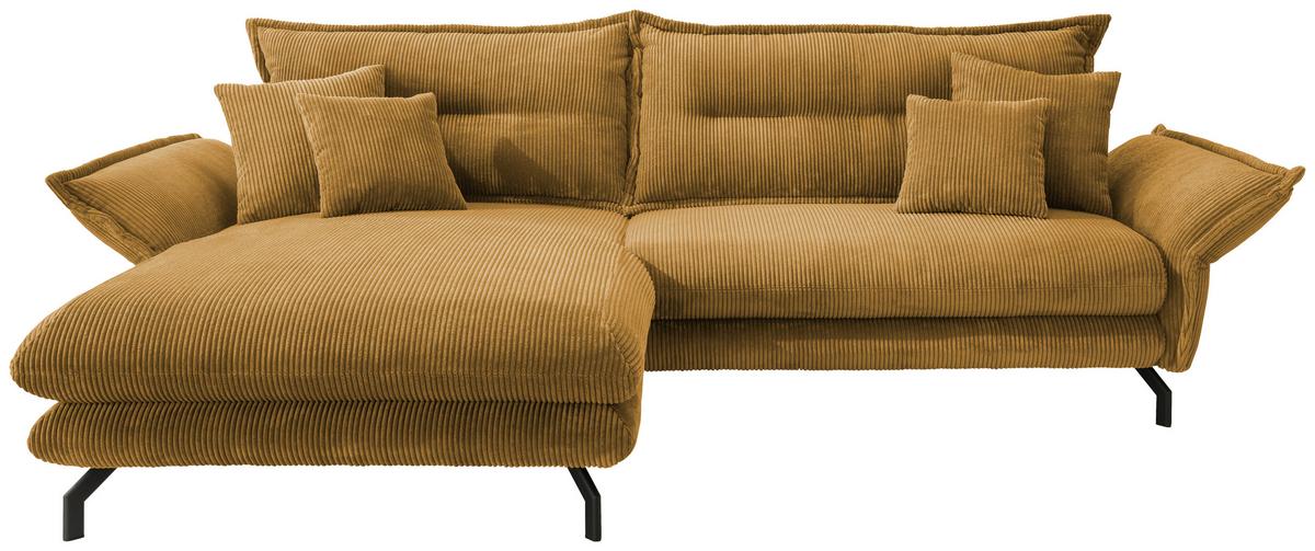 Ecksofa Lava Goldfarben S: 180/255 cm - Goldfarben/Schwarz, MODERN, Textil (180/255cm) - Livetastic