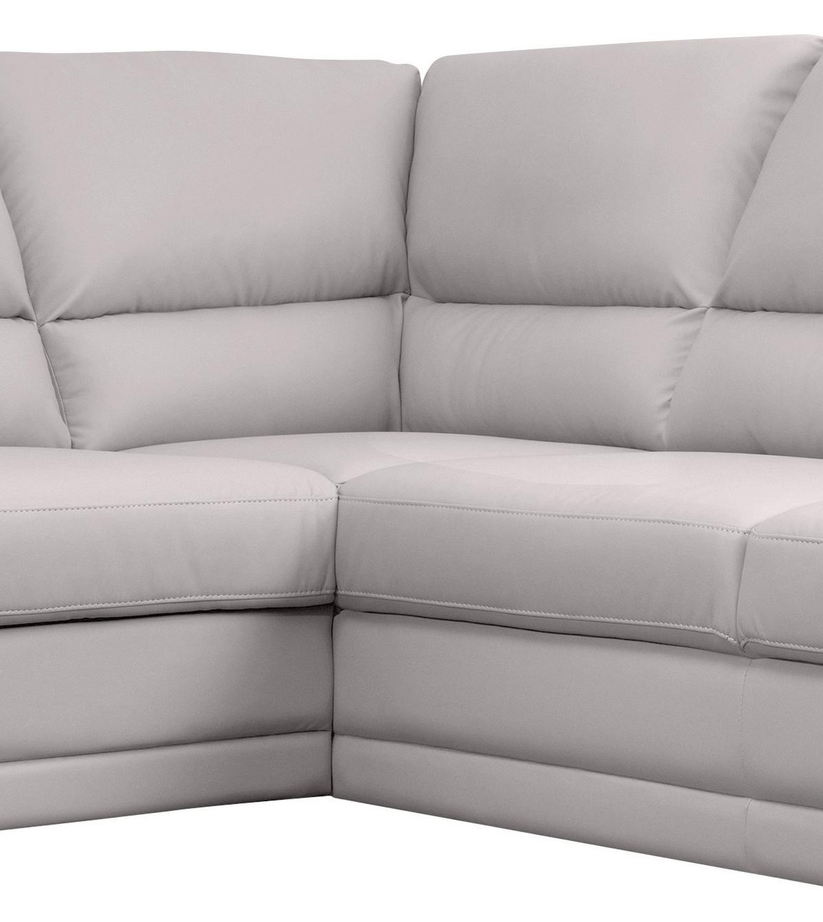 Ecksofa Nebolo Hellgrau Lederlook - Hellgrau, Design, Textil (245/225cm) - Livetastic