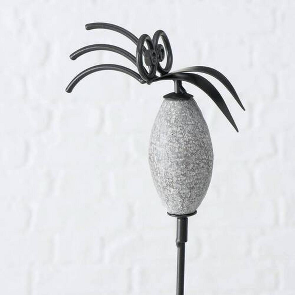 Gartenstecker Vogel L: 7,5 Cm Metall - Schwarz/Grau, Basics, Metall (7,5/4/100cm)