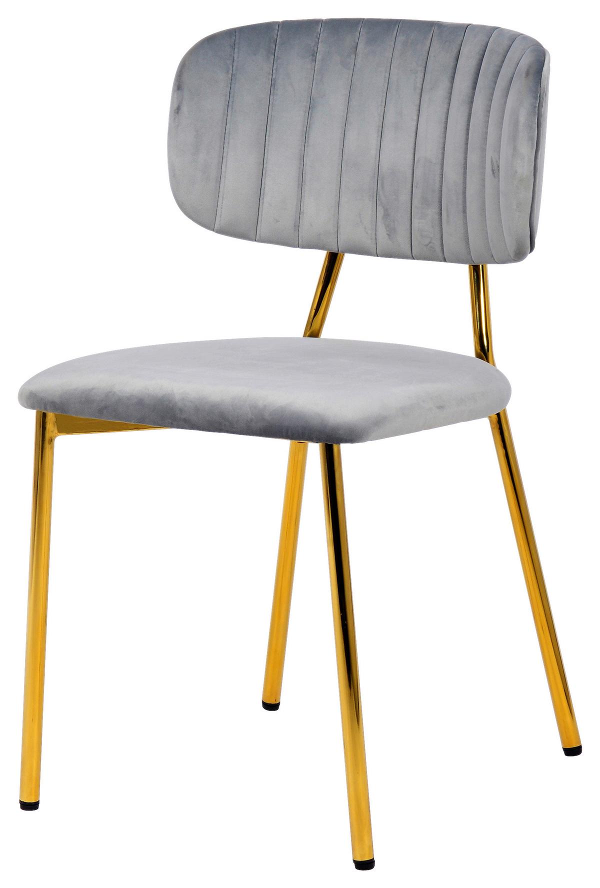 Stuhl-Set Giselle 125 Grau - Goldfarben/Grau, Design, Kunststoff/Metall (47/80/51cm) - Kayoom