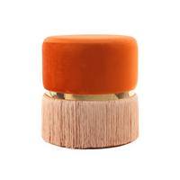 Hocker Pouf Samt/Edelstahl Orange/Golden H: 44,5 cm - Champagner/Goldfarben, Basics, Holzwerkstoff/Textil (41/44,5/41cm) - Kayoom