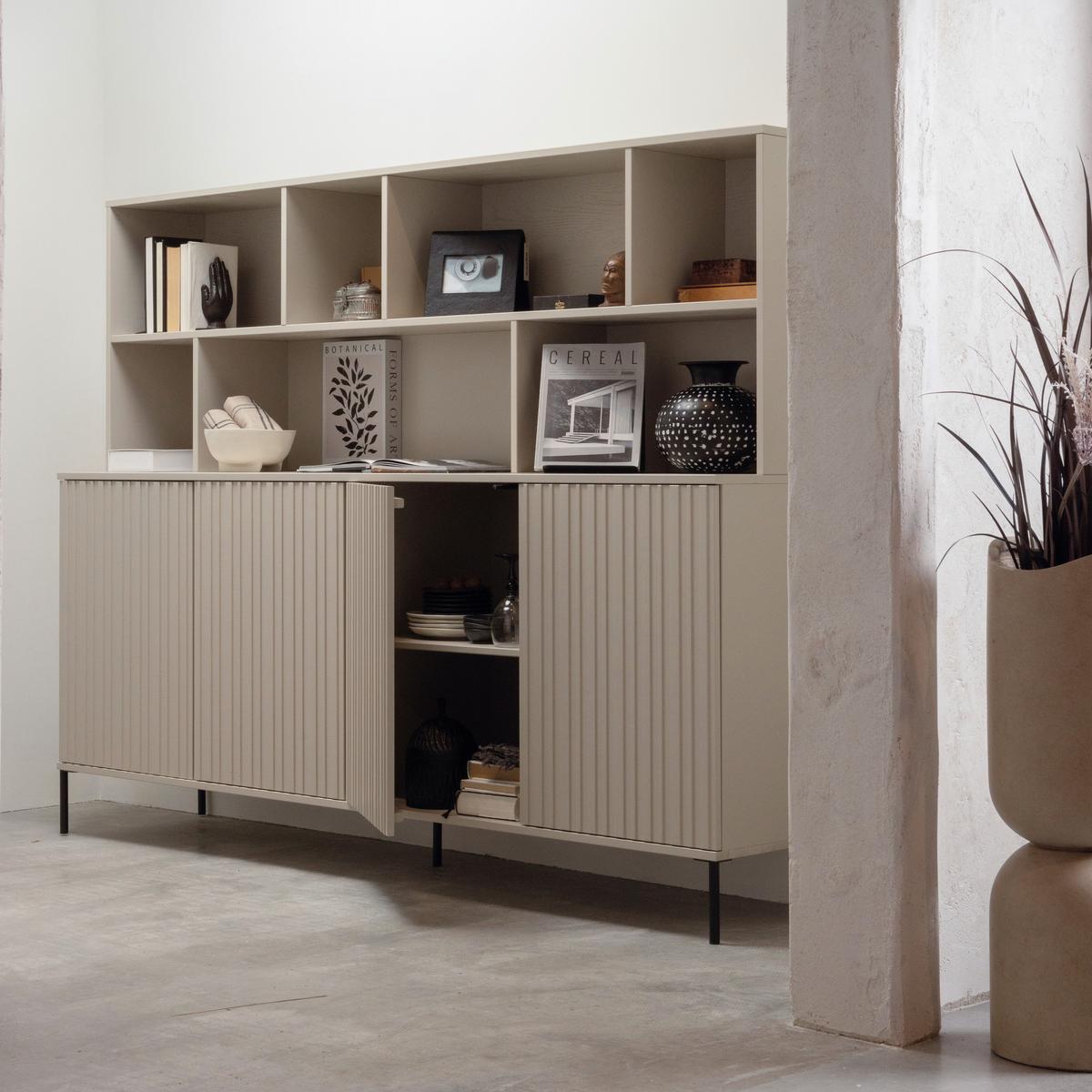 Buffet Gravure Grau B: 200 cm - Schwarz/Grau, Design, Holz (200/150/44cm) - Livetastic