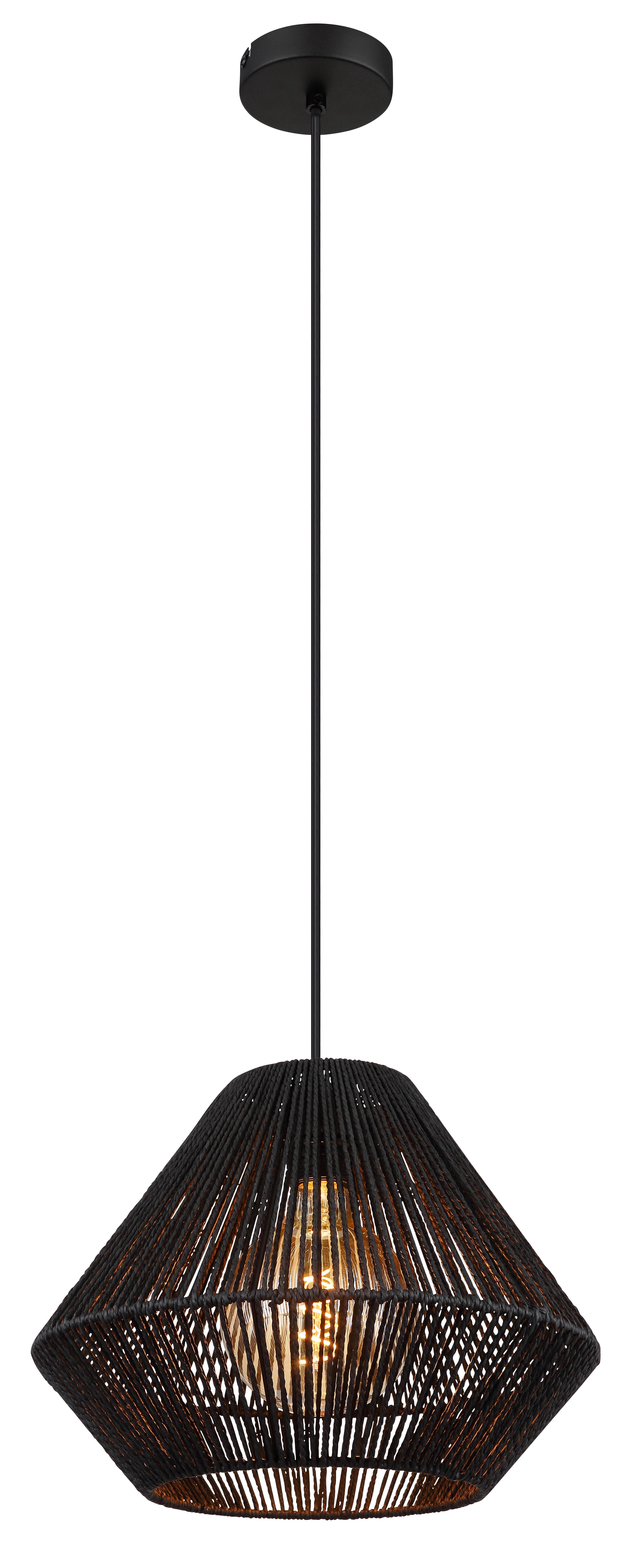 Hängeleuchte 15694hb Houdini - Schwarz/Naturfarben, KONVENTIONELL, Naturmaterialien/Kunststoff (35/120cm) - Globo