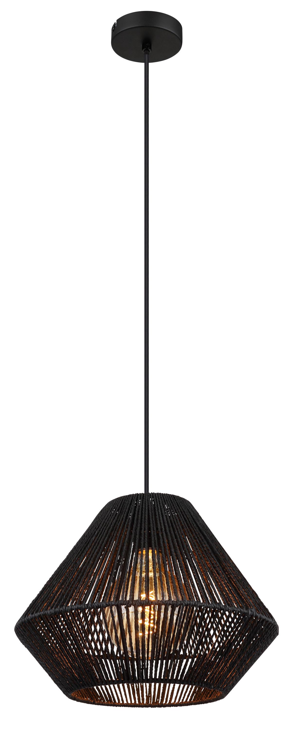 Hängeleuchte 15694hb Houdini - Schwarz/Naturfarben, KONVENTIONELL, Naturmaterialien/Kunststoff (35/120cm) - Globo