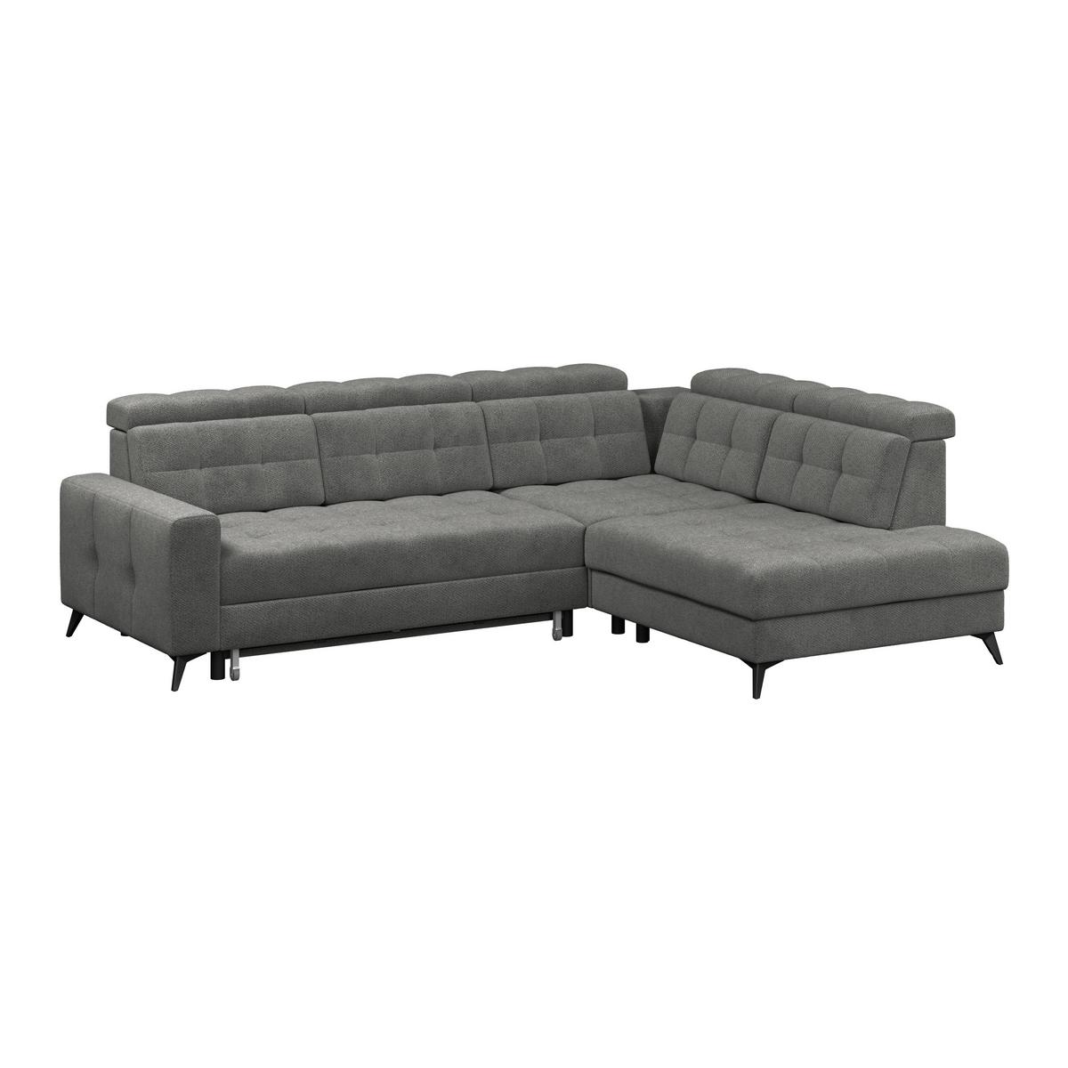 Sedačka BARLETTA, pravá, antracitový velúr - čierna/antracitová, Romantik / Landhaus, kov/textil (289/228cm) - Luca Bessoni