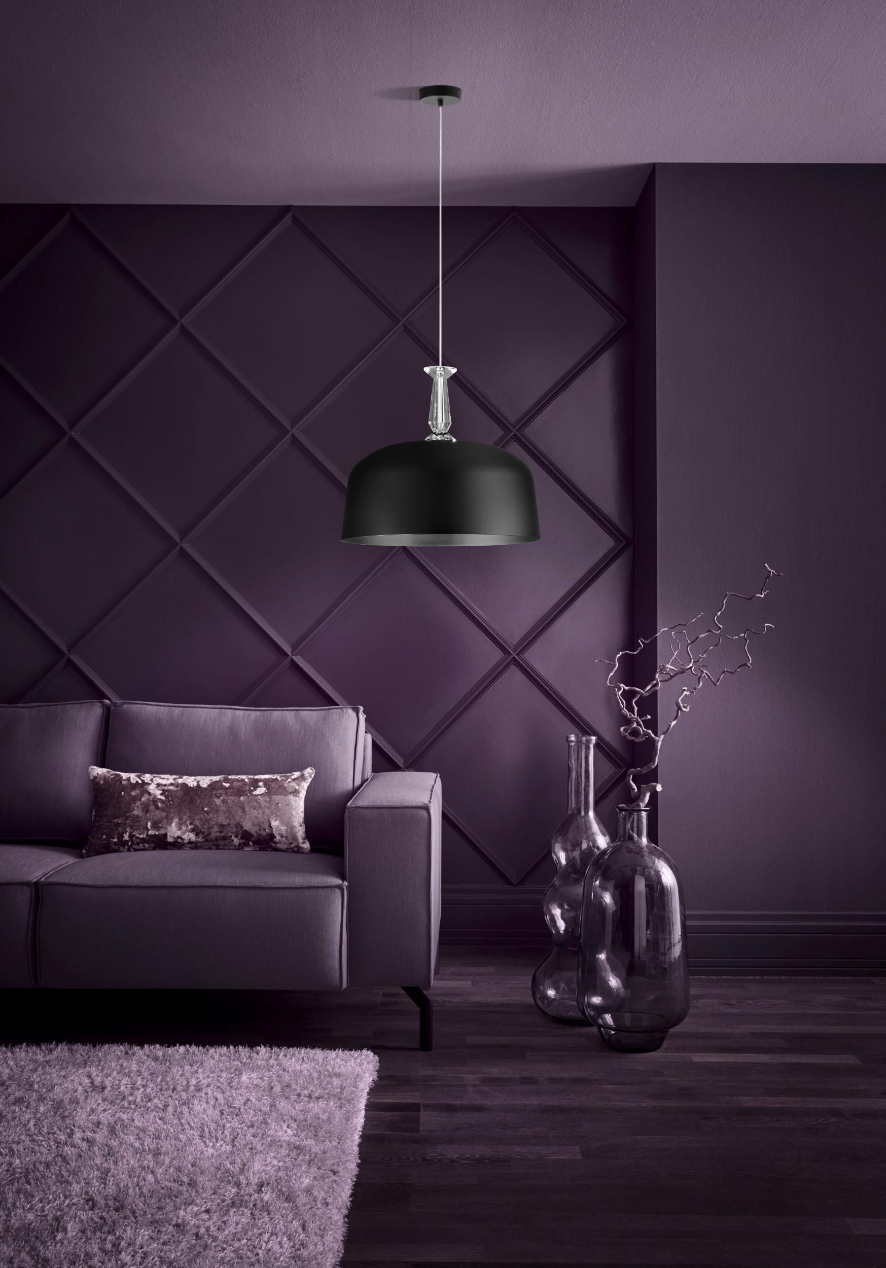 Hängeleuchte Monte Fuerte H: 110 cm 3-Flammig - Schwarz, KONVENTIONELL, Glas/Metall (48/110cm) - Eglo