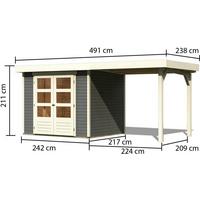 Gartenhaus 491x217x211 cm - Grau, Basics, Holz (491/217/211cm) - Karibu