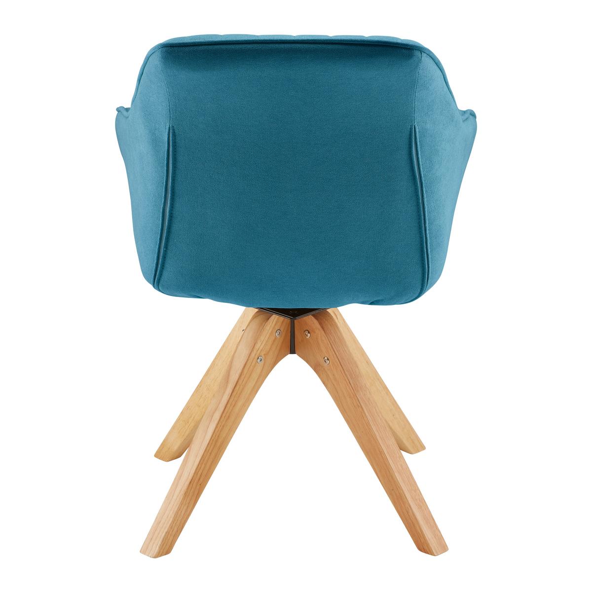 Jídelní židle LEONIE petrolejová - petrolej/barvy dubu, Moderní, dřevo/textil (60/82/61cm) - Modern Living