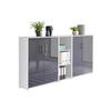 Office Edition B: 213 cm Weiß/Anthrazit - Anthrazit Hochglanz/Weiß, MODERN, Holzwerkstoff (213/114/33cm) - MID.YOU
