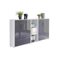 Office Edition B: 213 cm Weiß/Anthrazit - Anthrazit Hochglanz/Weiß, MODERN, Holzwerkstoff (213/114/33cm) - MID.YOU