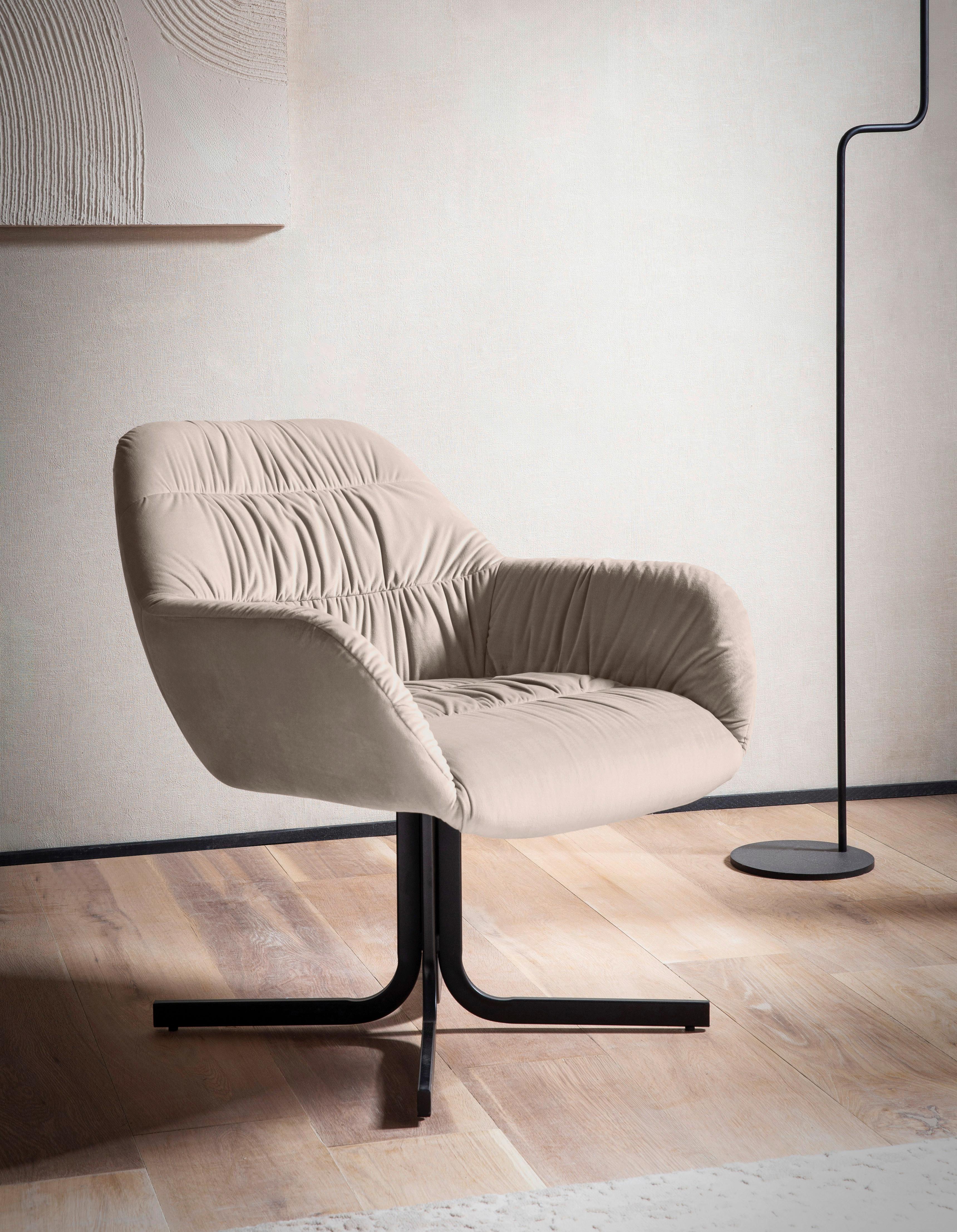 Sessel Beige B: 64 cm - Beige/Schwarz, Design, Textil (64/74/68cm) - Livetastic