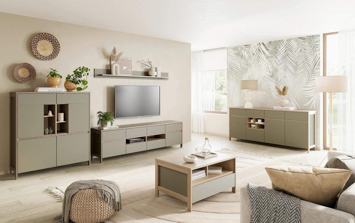 Sideboard Stranda Eukalyptus/Holzfarben - Eichefarben/Eukalyptusholzfarben, Design, Holzwerkstoff (193/85/39cm) - MID.YOU