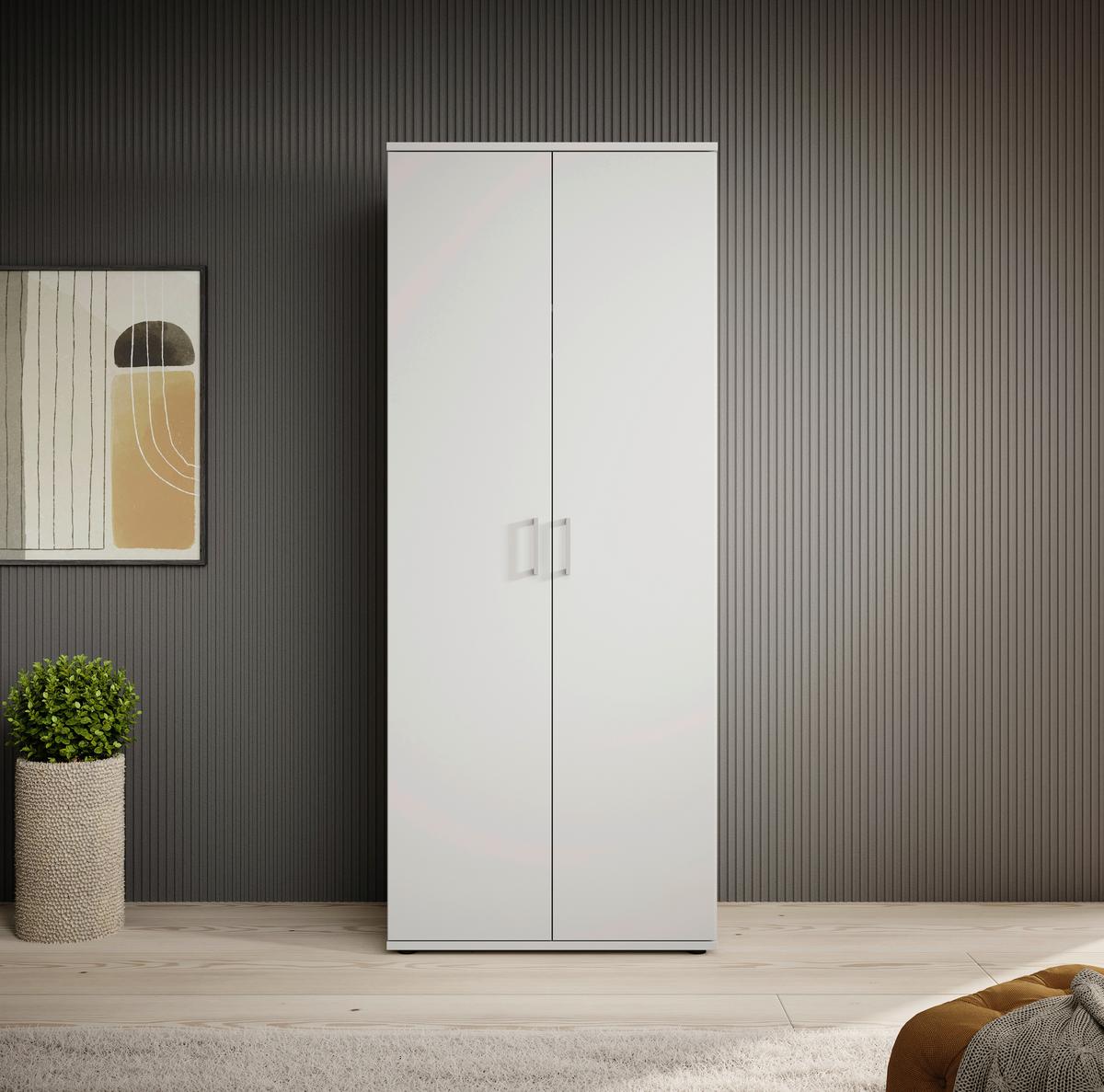 Kleiderschrank Olli Ii Weiß, B: 80 Cm - Weiß, KONVENTIONELL, Holzwerkstoff (80/196/54cm)