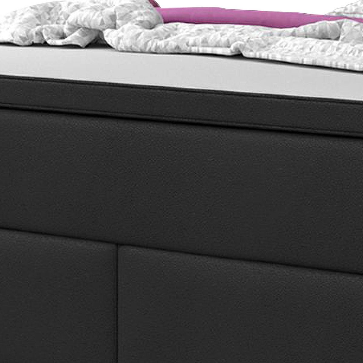 Boxspringbett Mit Topper / Matratze 180x200 Cm Milano - Silberfarben/Schwarz, KONVENTIONELL, Leder/Textil (180/115/210cm) - MID.YOU