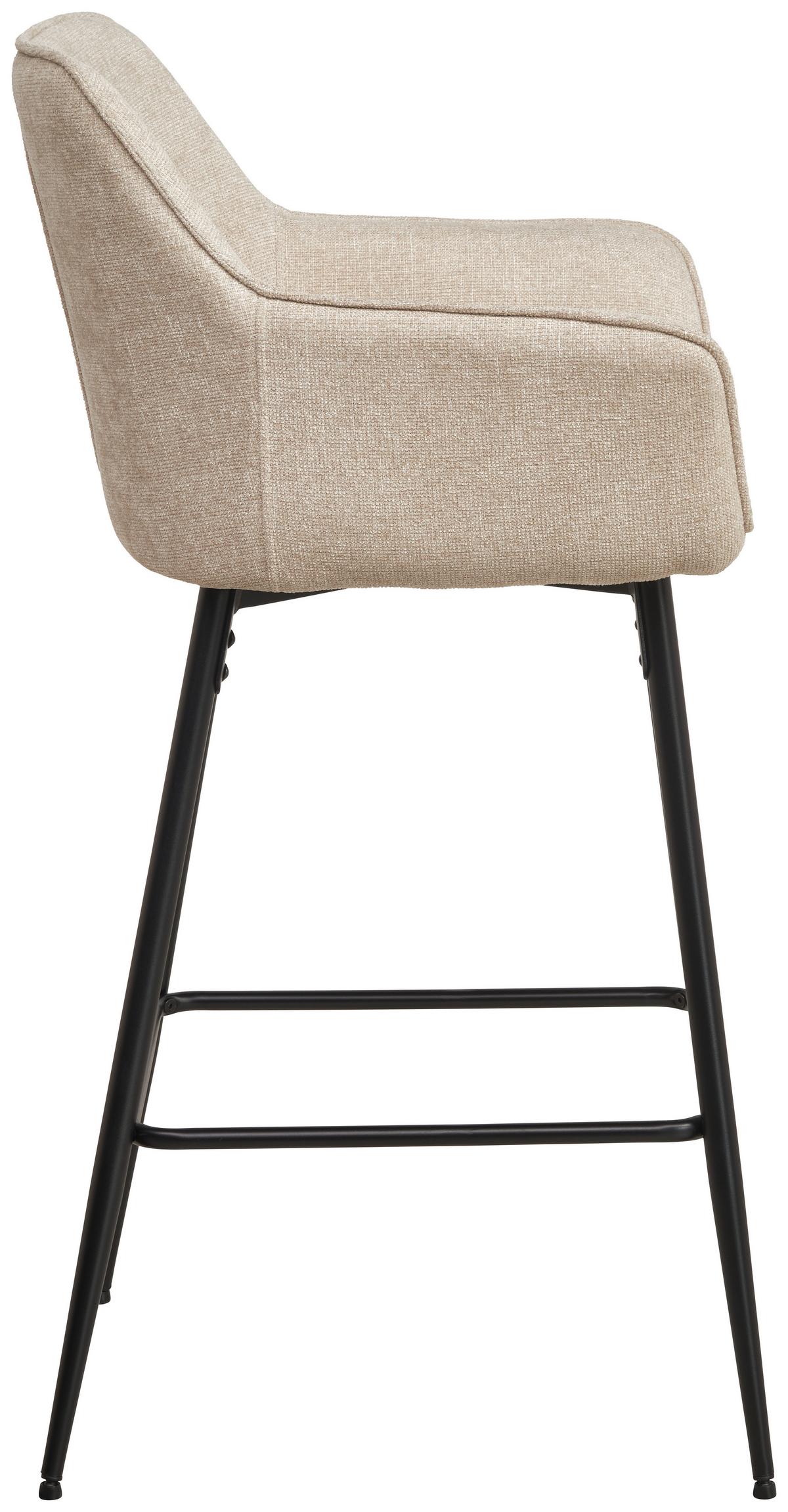 Barhocker Pim Mit Armlehne Leinenoptik Beige, B: 57 Cm - Beige/Schwarz, KONVENTIONELL, Holz/Textil (57/105/57cm) - MID.YOU