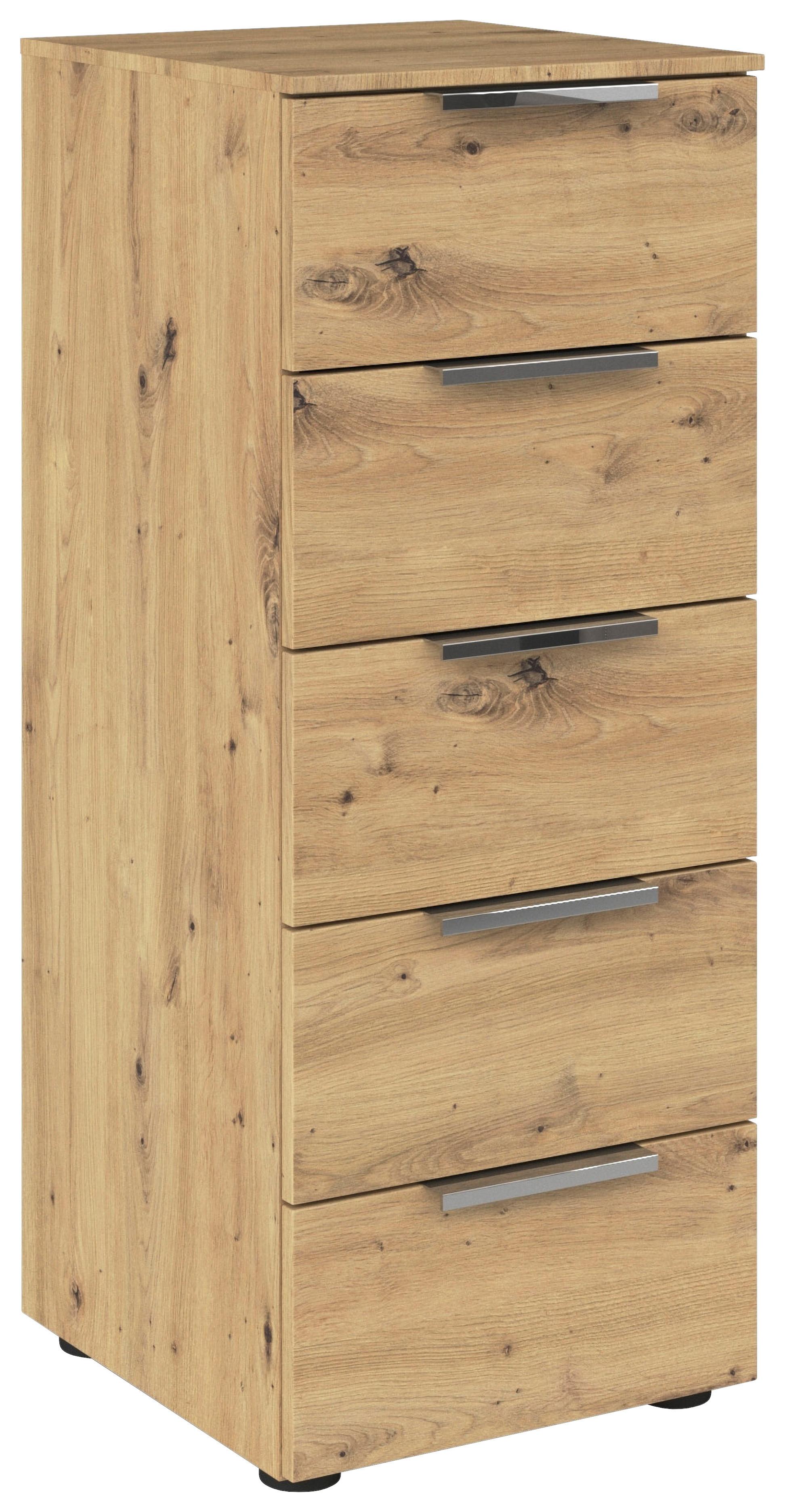 Kommode 40 cm Eiche Artisan - Chromfarben/Schwarz, MODERN, Holzwerkstoff (40/100/42cm) - Rauch Möbel