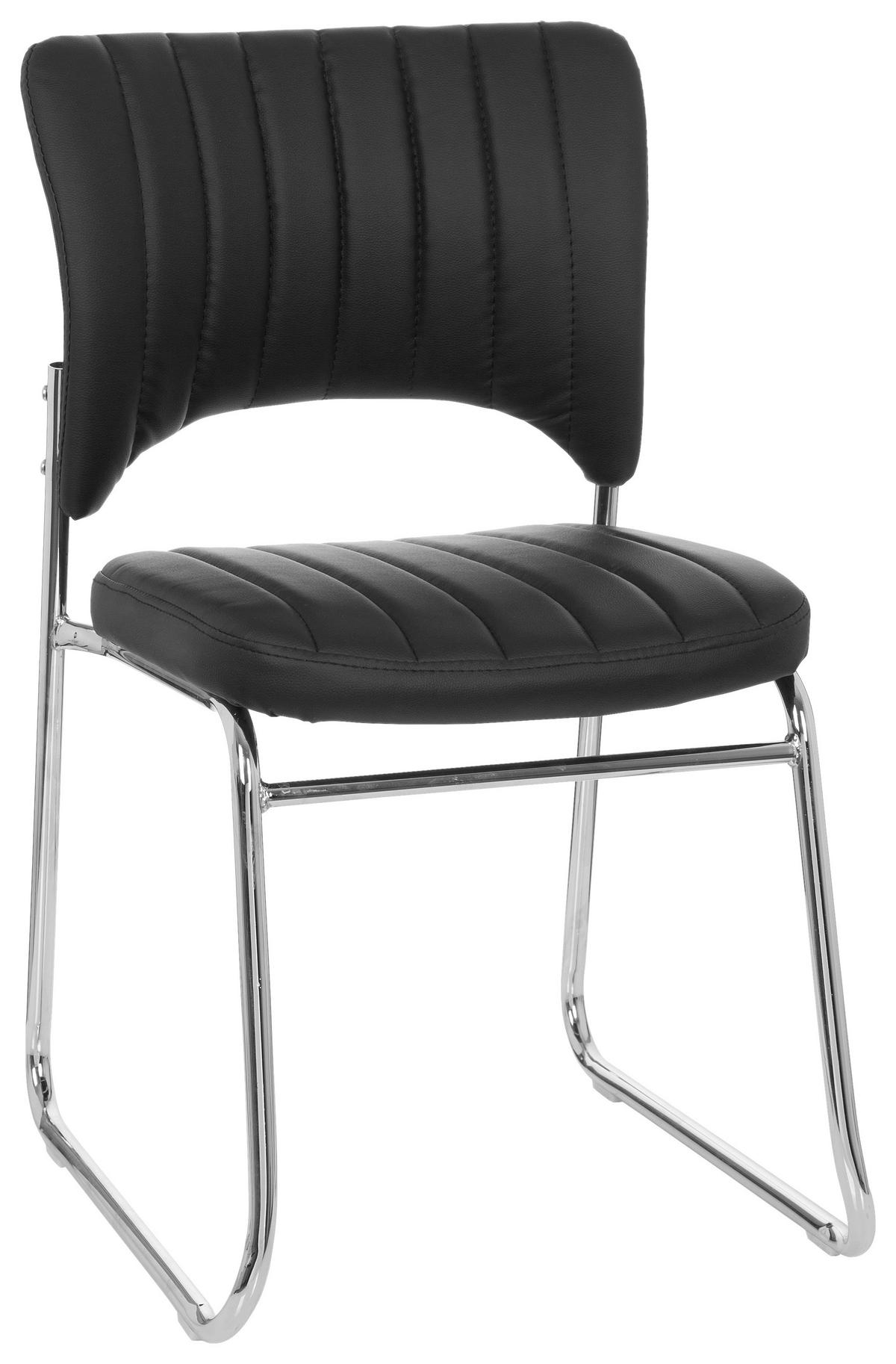 Besucherstuhl Caspi V Schwarz - Chromfarben/Schwarz, MODERN, Textil/Metall (44/82/52cm) - MID.YOU